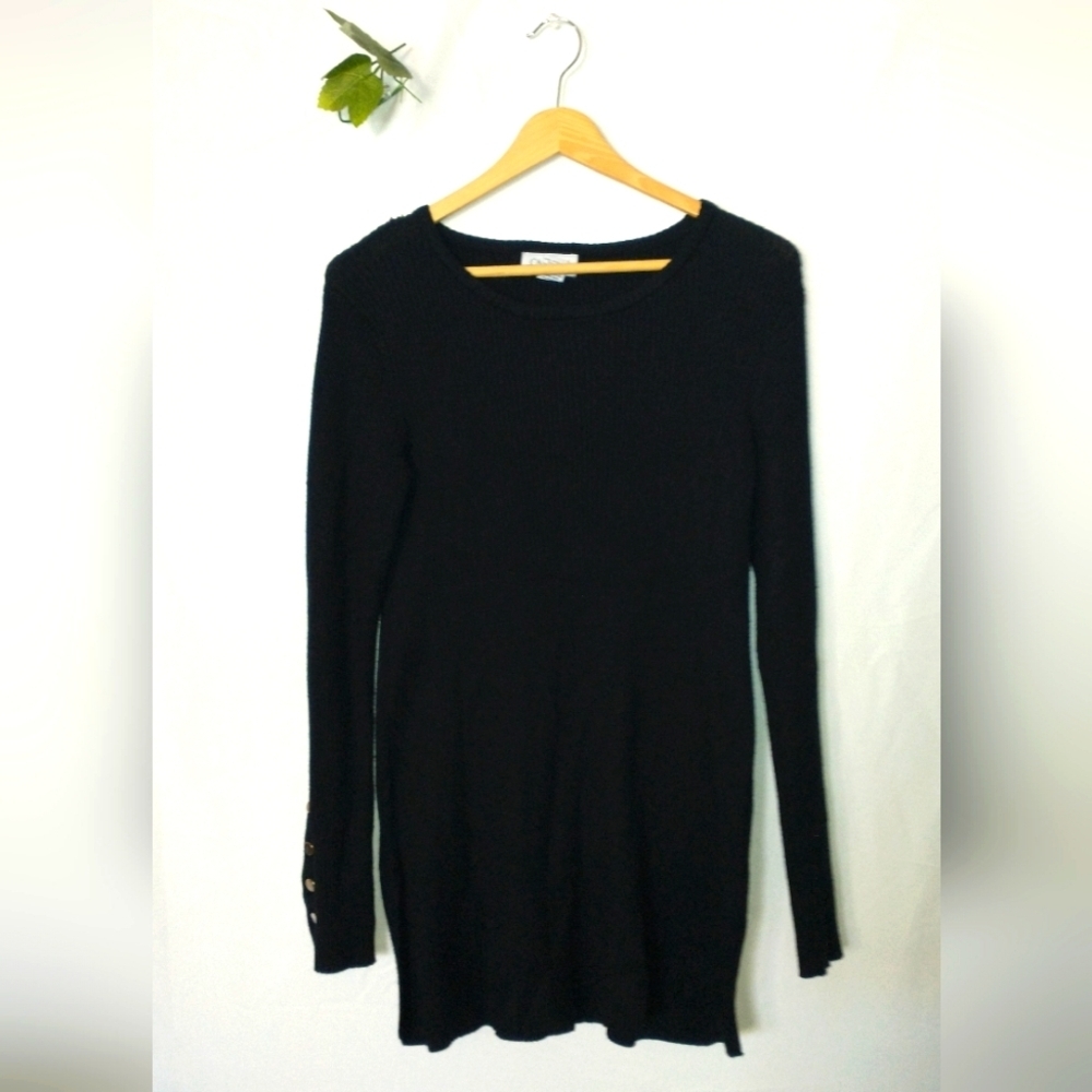 Carmen Black Elegant Fall Autumn Long Sleeve Sweater Dress Size Medium